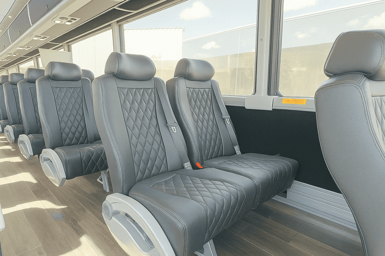 interior of Fort Smith Minibus Company charter bus