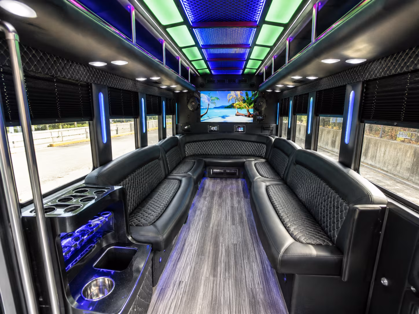 fort smith 18 passenger party bus inside